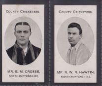 Cigarette cards, Taddy, County Cricketers, Northamptonshire, two cards, Mr E.M. Crosse & Mr R.W.R.