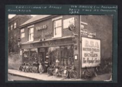 Postcards, Hampshire, an RP shop front for Bakers Cycles, Radio Repairs etc at Christchurch Street