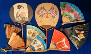 Collectables, Fans, 17, 20thC fans the earliest being a 1902 stick fan from Hong Kong to commemorate