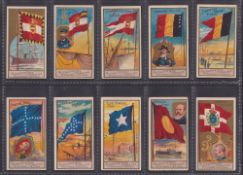 Cigarette cards, USA, Allen & Ginter, Naval Flags, 46 different cards (mixed condition, 5 with