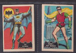 Trade cards, A&BC, Gum Batman Pink backs no Fan Club Panel (set 55 cards) includes Batman & Robin