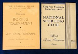 Boxing programmes, two programmes, Benny Lynch v Eric Jones, 10 Dec 1936 at The Stadium Club, High