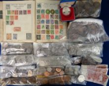 GB Coins & stamps, a large quantity of GB silver & copper coins, George V onwards including 120+