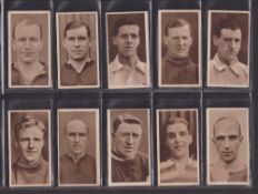 Cigarette cards, R J Hill, Famous Footballers, green & brown backs (set 50 cards) (gen gd)