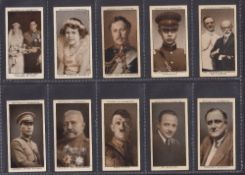 Cigarette cards, Mitchell's, A Gallery of 1934 (set, 50 cards) inc. Don Bradman, Adolph Hitler