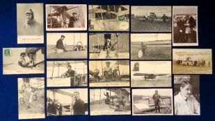 Postcards, Aviation, early French, inc. Portraits, Deneau, RP, Rougier, in planes, Gobron, Pelterie,