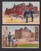 Cigarette cards, USA, Buchner, American Scenes with a Policeman, two cards, Exposition Building St