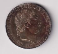 GB Coin, George III, Crown, 1820 - LX edge year (toned, gen. gd) (1)