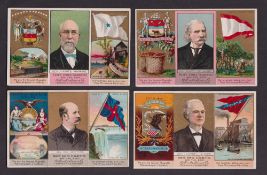 Cigarette cards, USA, Duke's, State Governors, Coats of Arms etc (Folders), four cards, Arkansas,