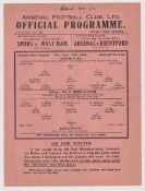 Football programmes, Arsenal v Reading, 2 single sheet programmes 29 Nov 1941 London War League (
