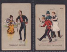 Trade cards, W.H. Wilson & Son, Naval & Military Phrases, two cards, 'Present Arms' and 'Turning out