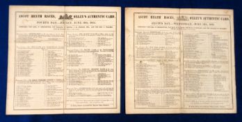 Horseracing, Royal Ascot, 2 large size racecards one for the 16th June 1854 featuring The