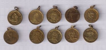 Tobacco issues, Wills, Boer War Medallions (Metal) (set of 10 medallions, mixed backs) (gd)