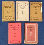 The Football League Handbook, 5 handbooks for 1907/08, 1908/09 (sl paper loss to cover), 1909/10 (