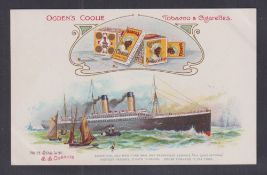 Cigarette card, Ogden's Liners Postcard type card, White Star Line SS Oceania (Coolie Brand) (very