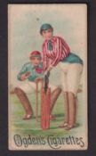 Cigarette card, Ogden's, Cricket & Football Women (Cox back, Black), type card, Cricketer, red &