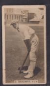 Cigarette cards, Wills Australia, Cricket Season 1928-29, 33/48 including Donald Bradman (slight