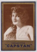 Tobacco advertising, Wills, a shop display card showing photographic image of Huguette Duflos with