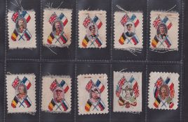 Trade silks, Anon, War Leaders & Allies Flags, small size, serrated edges, 15 different including