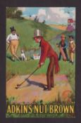 Tobacco related Postcard, Golf, Adkin's Nut Brown Games By Tom Browne, Golf subject (postally