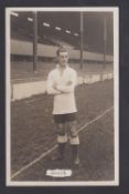 Football postcard, Tottenham Hotspur, photographic postcard showing J. Banks, full length in Spurs
