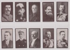 Cigarette cards, Bewlay's War Series (Portraits) (set 12 cards) 11 cards 'Caps the lot Smoking