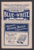 Football programme, Manchester City v Bolton Wanderers, 13 September, 1919, Division 1 (gd) (1)