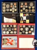 Coins, GB, 4 Royal Mint Proof Coin Collections in red or black luxury leather presentation boxes for