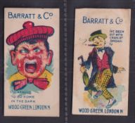 Trade cards, Barratt's, Double Meaning, two cards, 'I'm Afraid to Go Home in the Dark' & 'I've