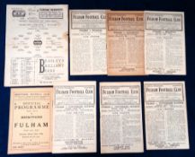 Fulham FC, a collection of 8 programmes, 6 homes v Tottenham FLS 45/46, Millwall FLS 45/46,