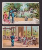 Cigarette cards, USA, Buchner, American Scenes with a Policeman, two cards, Lafayette Park, St.