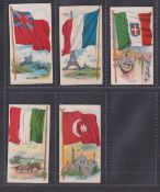 Trade cards, USA, John H. Dockman, Flag Cards, 5 cards, England, France, Italy, Mexico & Turkey (gd)