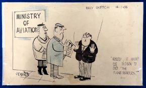 Artwork, an original cartoon by Keith Waite for Daily Sketch 14.1.1965. It references axing the TV