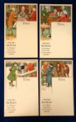 Trade cards, Van Houten, Sketches by Harry Elliott, Menu Cards (set? Of four cards) (all unused, gd)