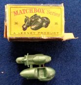 Model Lambretta, Matchbox Series Lesney no 36 Lambretta TV 175 and sidecar in original box (model