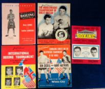 Boxing programmes, five programmes, Dave Sands (Aus) v Lucien Caboche (France) 19 April 1949,