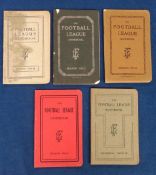 The Football League Handbook, 5 handbooks for 1912/13, 1913/14, 1914/15 (cover marked), 1915/16 &