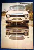 Motoring poster, The Ford Escort RS 2000, a folded colour poster, 60cm x 43cm, double sided with b/w