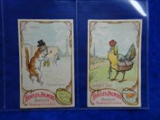 Trade cards, Huntley & Palmer's The Seasons, set 12 cards (Animals in Costumes, each card with a