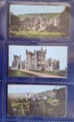 Cigarette cards, Players Castles & Abbeys (no borders) 3 cards, Melrose Abbey, Belvoir Castle,