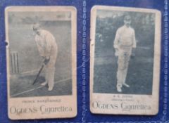 Cigarette cards, Ogden's Cricketers & Sportsmen, 2 cards both cricketers Prince Ranjitsinhji & A E