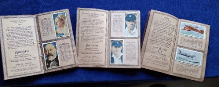 Cigarette cards, Ardath, 3 sets stuck in special albums, Silver Jubilee, Cricket Tennis & Golf