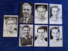 Postcards, Football, 7 cards of 1950s footballers, with 5 caricatures inc. Charlie Wayman (
