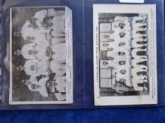 Postcards, Cricket 4 cards, Yorkshire team (corner missing),m Australian 1948 team (stain across