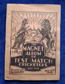 Trade card album, Cricket, The Magnet Album of Test Match Cricketers 1930, complete album,