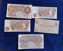 Bank Notes, 11 notes, Ten Shilling (5) One Pound (6) 5 Ten Shilling notes to comprise Treasury