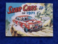 Trade cards, DC Thomson Victor, Star Cars of 1971 empty album complete with the sheet stapled to the