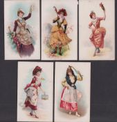 Cigarette cards, USA, Duke's, five 'X' size type cards, French Novelties, ref. N110, pictures nos 5,
