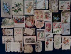 Greetings Cards, a selection of approx. 270 mostly Victorian cards to include glitter, embossed,