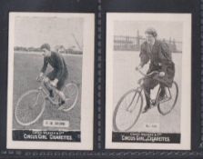 Cigarette cards, Cohen, Weenen, Heroes of Sport, Cyclists, two cards, P.W. Brown & Mrs Eck (gd/